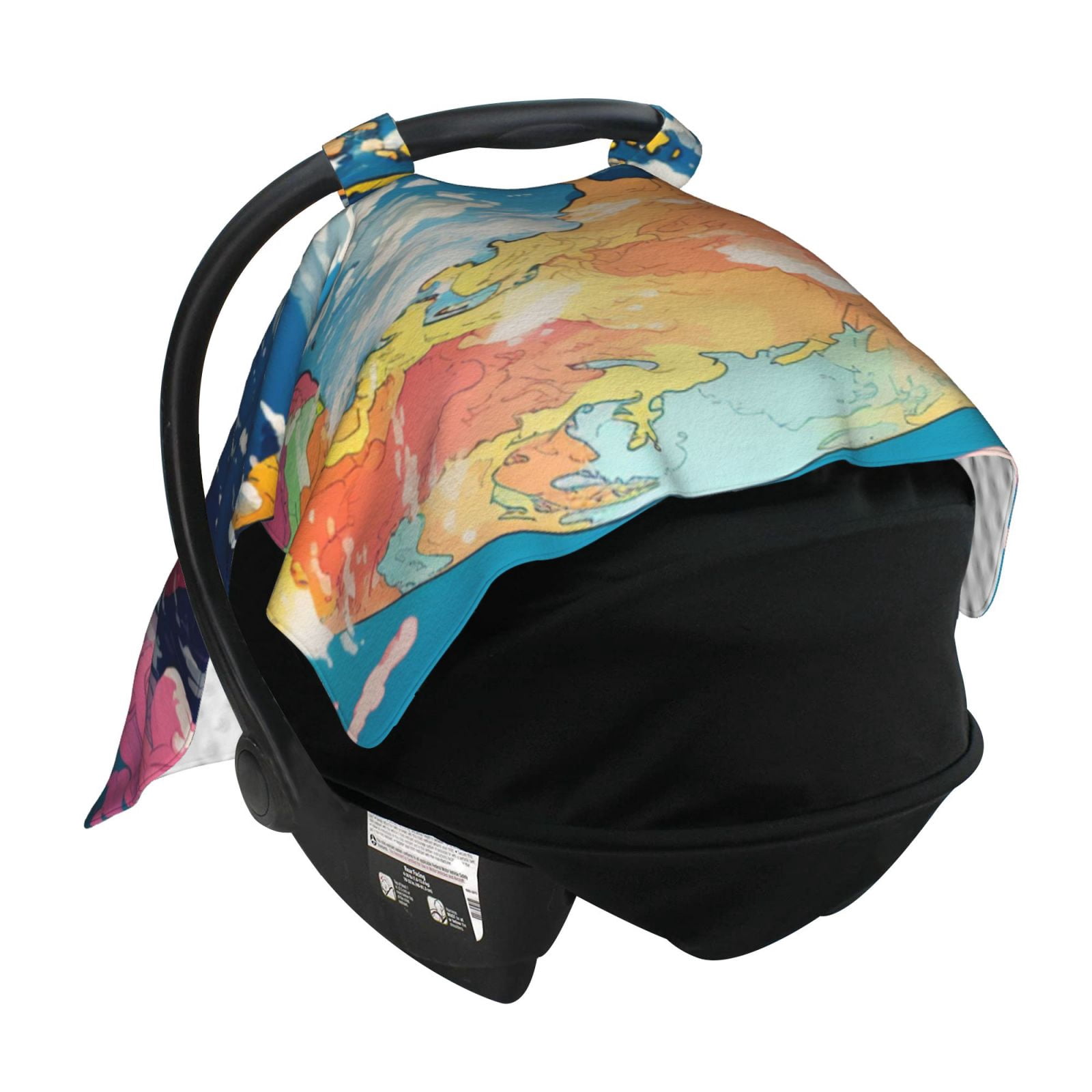 Car Seat Cover Baby - Colorful Whimsical Earth Breathable Infant Car Seat Cover for Baby Carseat, Lightweight Comfort Baby Essentials Must Haves Newborn Stuff for Girl Boy