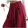 thumbnail image 2 of Hauaitttt Ladies' Fashionable High Waisted Wide Leg Pants with A Drape and Casual Trousers Womens Business Casual Pants Tall Women Pants Casual Cargo Women Sweatpants Comfortable Sweatpants for Women, 2 of 6