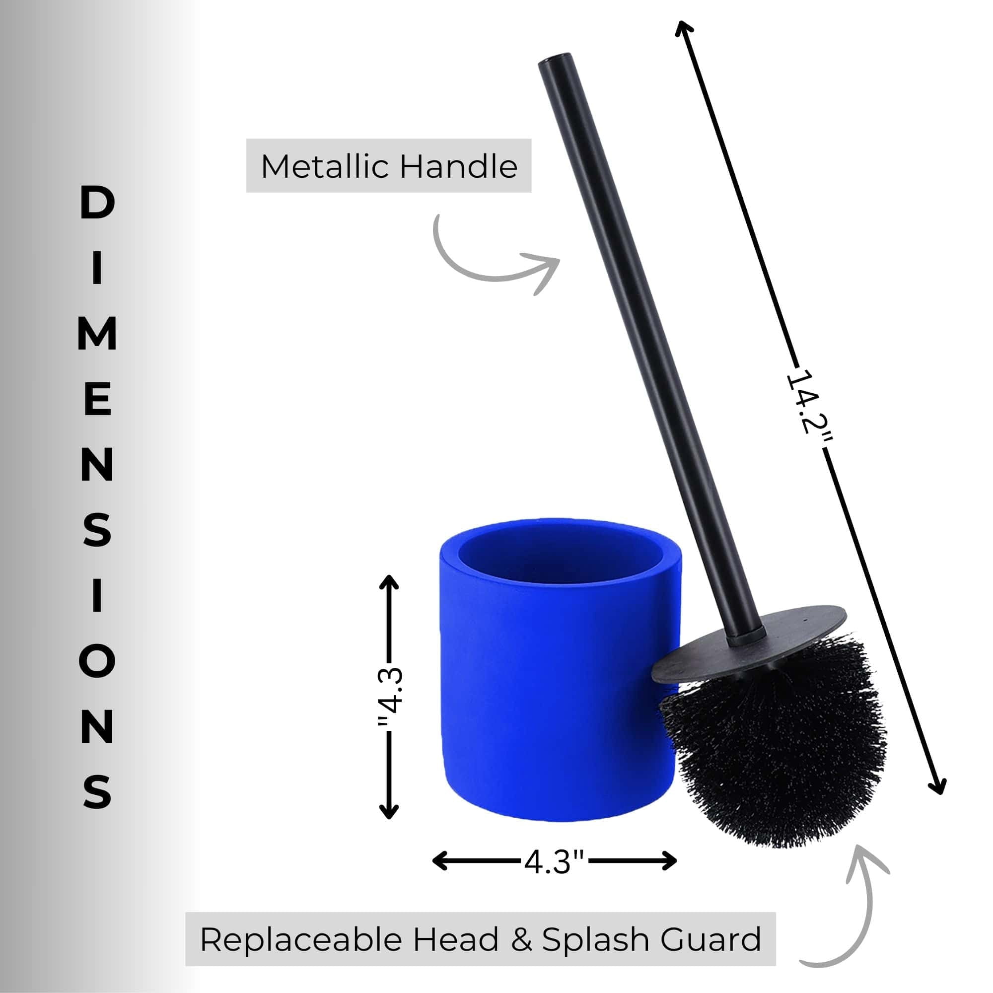 Evideco French Home Goods Cement Commercial Toilet Brush & Holder Set with Toilet Brush, Blue