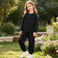 thumbnail image 6 of Eltusu Girls Outfit Sets Two Pieces, Sports Long Sleeve Elaastic Waistband Sweatshirts and Joggers Sets Black Size 8-9 T, 6 of 8