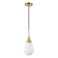 thumbnail image 1 of Henn&Hart 7" Transitional Metal Pendant with White Teardrop Glass Shade in Gold, 1 of 3
