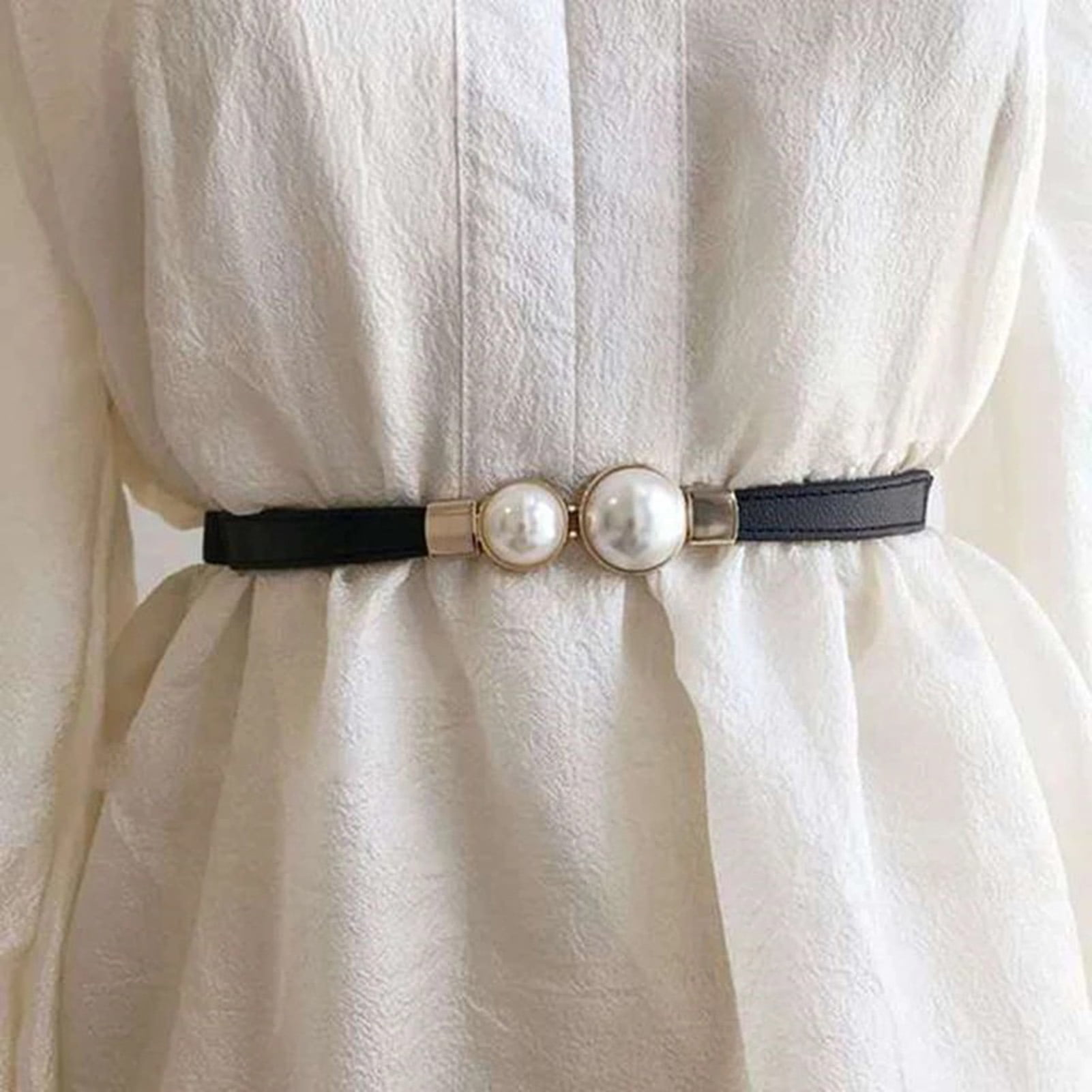 High elasticity Belt For Ladies Clothes Buckle Fashion Waist Belts Pearl  Belt