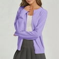 thumbnail image 2 of Lixiuxyad Womens Cardigans Women's Lightweight Knit Cardigan Solid Color Round Neck Open Front Sweater Casual Loose Fit Thin Cover Up Outerwear,Purple, 2 of 4