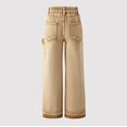 thumbnail image 5 of KVPLBQFD Girls Jeans Y2K Elastic Waist Wide Leg Baggy Denim Pants Kids Loose Fit Washed Trousers Streetwear Teen Fashion Skateboard Pants, 5 of 8