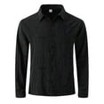 thumbnail image 2 of BiZtdJrK Mens Long Sleeve Shirts Business Casual Dress Shirts Regular Fit Work T-Shirts Solid Color Button Down Textured Shirts Vacation Tops Black L Saving Sales, 2 of 8