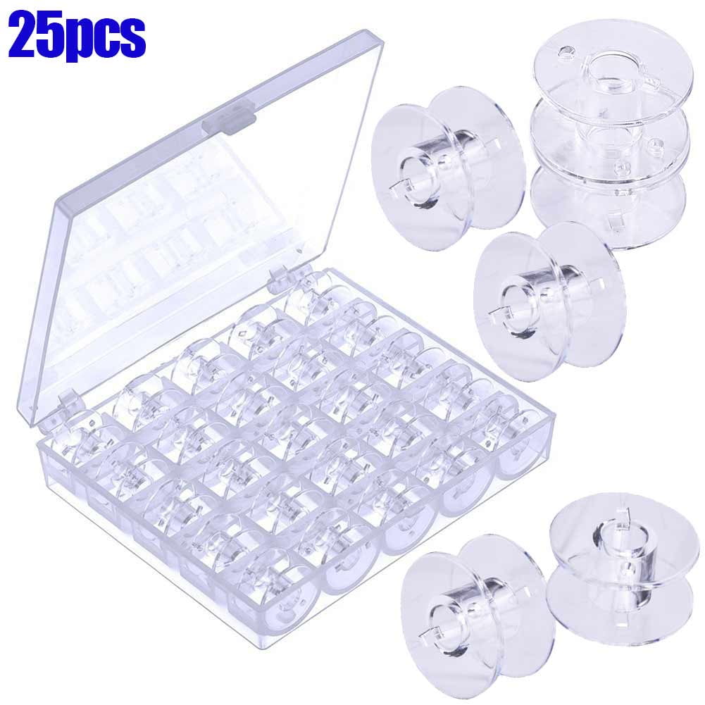25Pcs Plastic Empty Sewing Machine Bobbins Spools with Storage Case for Brother 