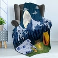 thumbnail image 4 of RV Soft Flannel Fleece Blanket, Outdoors Activity Themed Camping Area Image in the Woods with a Cozy Tent and Campfire, Cozy Plush for Indoor and Outdoor Use, 50" x 60", Multicolor, by Ambesonne, 4 of 5