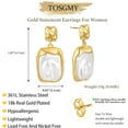 thumbnail image 5 of Gold Rectangle Stud Earrings For Women, Gold statement Earrings Dainty Thick Stud Earrings Gold Square Heart Pearl Wrinkle Irregular Drop Earring Minimalist Geometric Earrings, 5 of 5