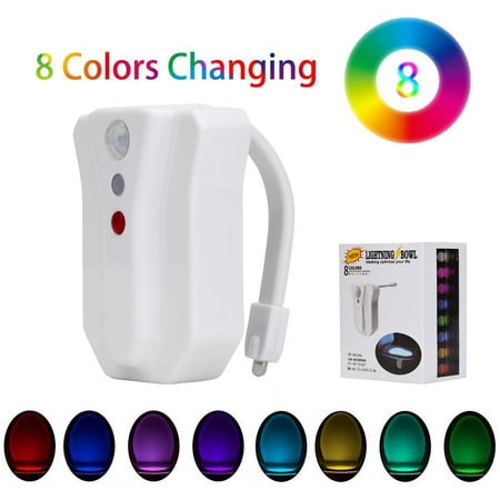 LED 8 Color Night Light Body Motion Sensor Auto Toilet Seat Bathroom (Best Lighting For Auto Body Shop)