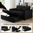 thumbnail image 6 of Anpport 3-in-1 Convertible Sleeper Sofa Bed, Pull-Out Loveseat Couch with Adjustable Back, Velvet Fabric, 55", Black, 6 of 6