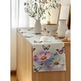 thumbnail image 5 of Table Runner 72 Inches Long for Kitchen Dining, Pink Blue Floral Dresser Scarf Farmhouse, Dining Table Decorations for Wedding/Parties, Butterflies Retro Oil Painting 16 x 72 In, 5 of 8