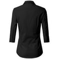 thumbnail image 3 of Doublju Women's 3/4 Sleeve Slim Fit Button Down Dress Shirt (Plus Size Available), 3 of 5