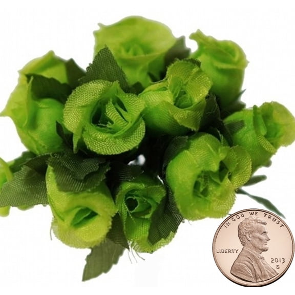 144 Miniature Poly Rose Silk Favor Flower Pick Wedding Shower - Apple Green
