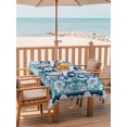 thumbnail image 3 of Rectangle Outdoor Tablecloth With Umbrella Hole And Zipper– Retro Boho Waterproof Patio Table Cover for Party, Picnic, Backyard, 60"x102" , Floral Pattern Aqua Blue White, 3 of 8