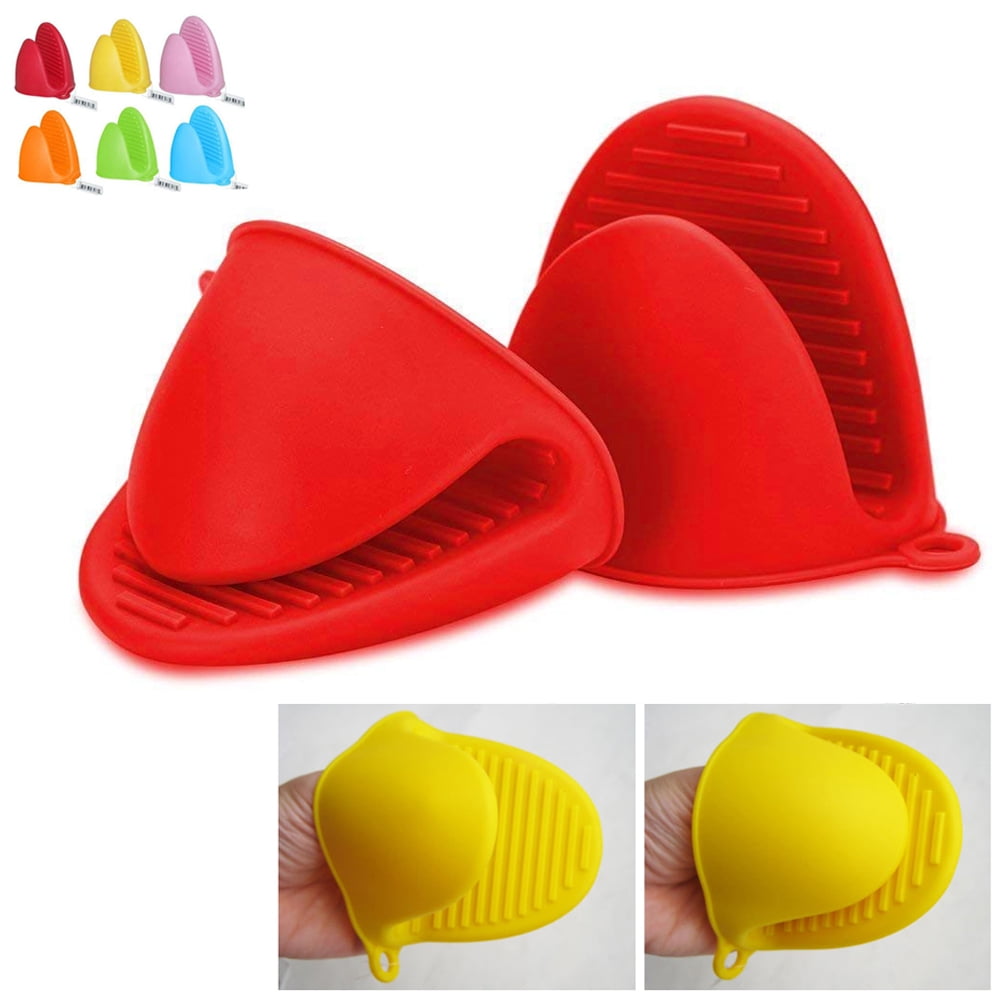 Mini Silicone Mitts Pot Holders Heat Resistance Insulation Gloves BBQ 2 pack 