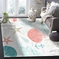 thumbnail image 5 of Area Rugs Indoor Non-Slip Rectangle Rug 5x8 Ft Summer Ocean Blue and Red Coral Starfish Seashells Turtle Rug Rubber Backing Floor Mats Non Shedding Home Decor Carpet for Entryway Living Room, 5 of 8