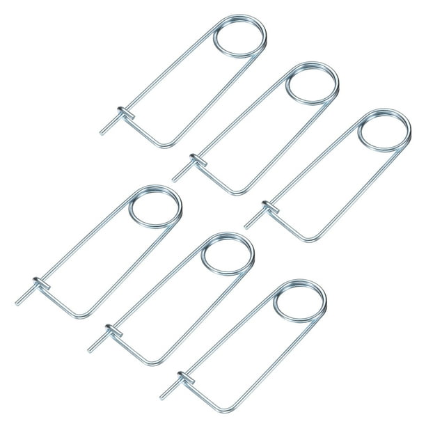 Uxcell 6-Pack Pin de Seguridad de Pasador en Forma de Broche, Pines de Acero de Resorte M4.5x108mm, Sujetadores de Broche de Bloqueo Rápido, Clips Retenedores Pesados