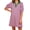Pink, variant on Stripe Printing Women Short Sleeve V Neck Casual Mini Shirt Dresss