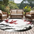 thumbnail image 4 of Round Rug 6Ft Washable Non-Slip, Chinese Mountain Circle Area Rugs for Living Room Bedroom, Landscape Painting Red Plum Flowers Indoor Floor Mats Carpet Runner for Home Decor Aesthetic, 4 of 8