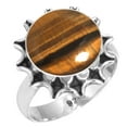 thumbnail image 1 of 925 Silver Ring For Women - Girls Brown Genuine Tiger Eye Stone Silver Ring Size 8.5 June Birthstone Hand Made Silver Ring Size 8.5 Gift For Mother On Halloween 925 Gemstone Silver Jewelry, 1 of 6