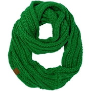 CC Winter Soft Matching Unisex Chunky Knit Cowl Loop Infinity Scarf (Ribbed Solid Sea Green)