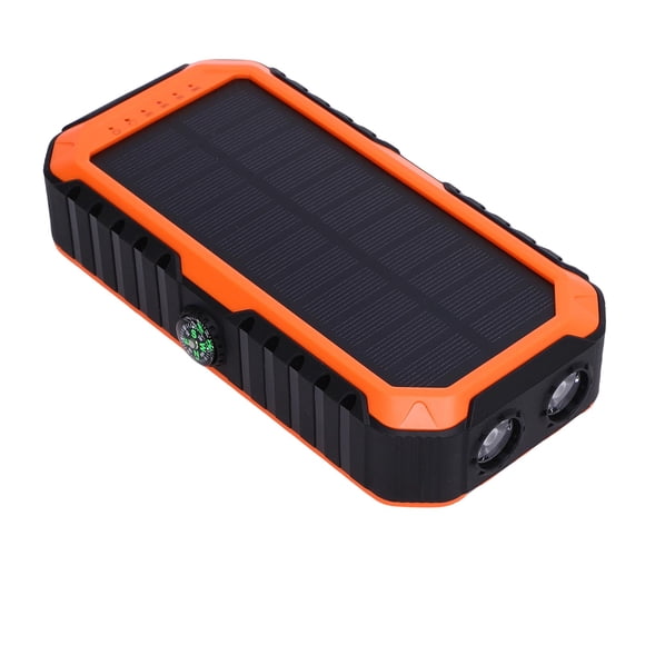Power Bank, Spirit Level 4 Cables Solar External Battery Bank Compass 20000mAh for Emergency Orange