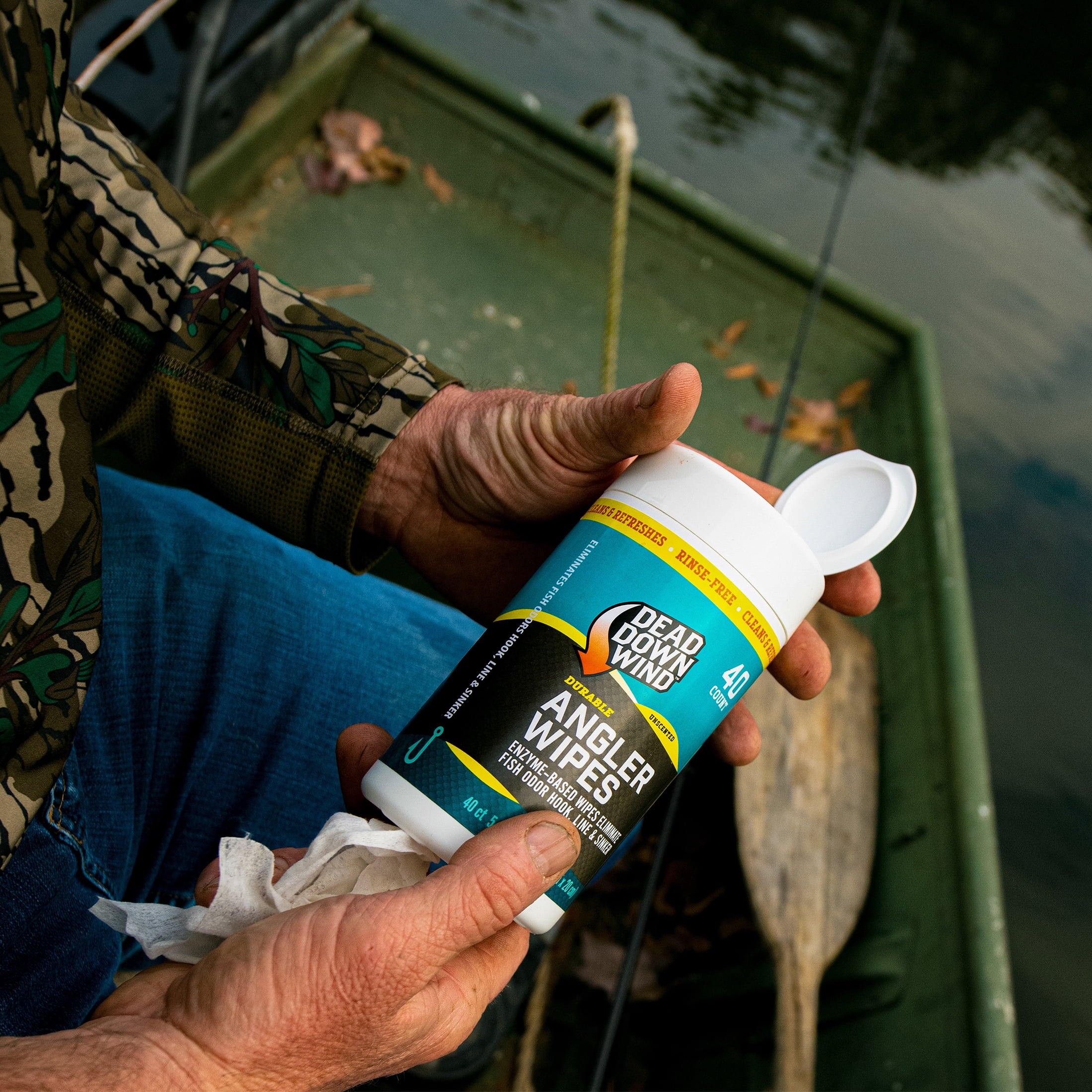 Dead Down Wind Fishing Unscented Rinse-Free Angler Wipes - 40 Count (5.25 in x 8 in)