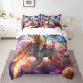 thumbnail image 2 of Cat 7 Pieces Bed In A Bag Bedding Set Full Size, Dinosaur Comforter Teens Cute Animal Rainbow Sheet Set With 2 Pillow Cases,Outer Space Moon Comforter Set With Sheet, 2 of 5