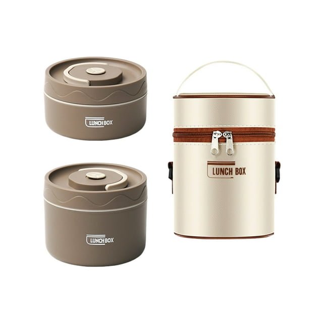 fastboy Durable Bento Lunch Box Adults Lightweight And Portable Lunch Box Kids Gift Idea Coffee color 2 floors