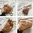 thumbnail image 7 of Kukuzhu Mini Clutch Tote Handbag Crossbody Bucket Bag Drawstring Handbag Beach Woven Fishing Net Bag Pouch Purse, 7 of 7