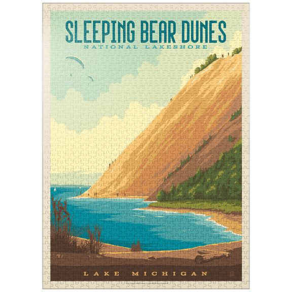 MyPuzzle - Sleeping Bear Dunes National Lakeshore, Vintage Poster - Premium 1000 Piece Jigsaw Puzzle for Adults