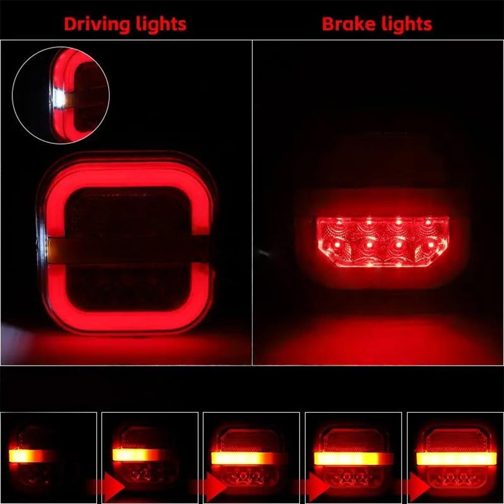 12/24V 3 Colors Square LED Trailer Taillight License Plate Light