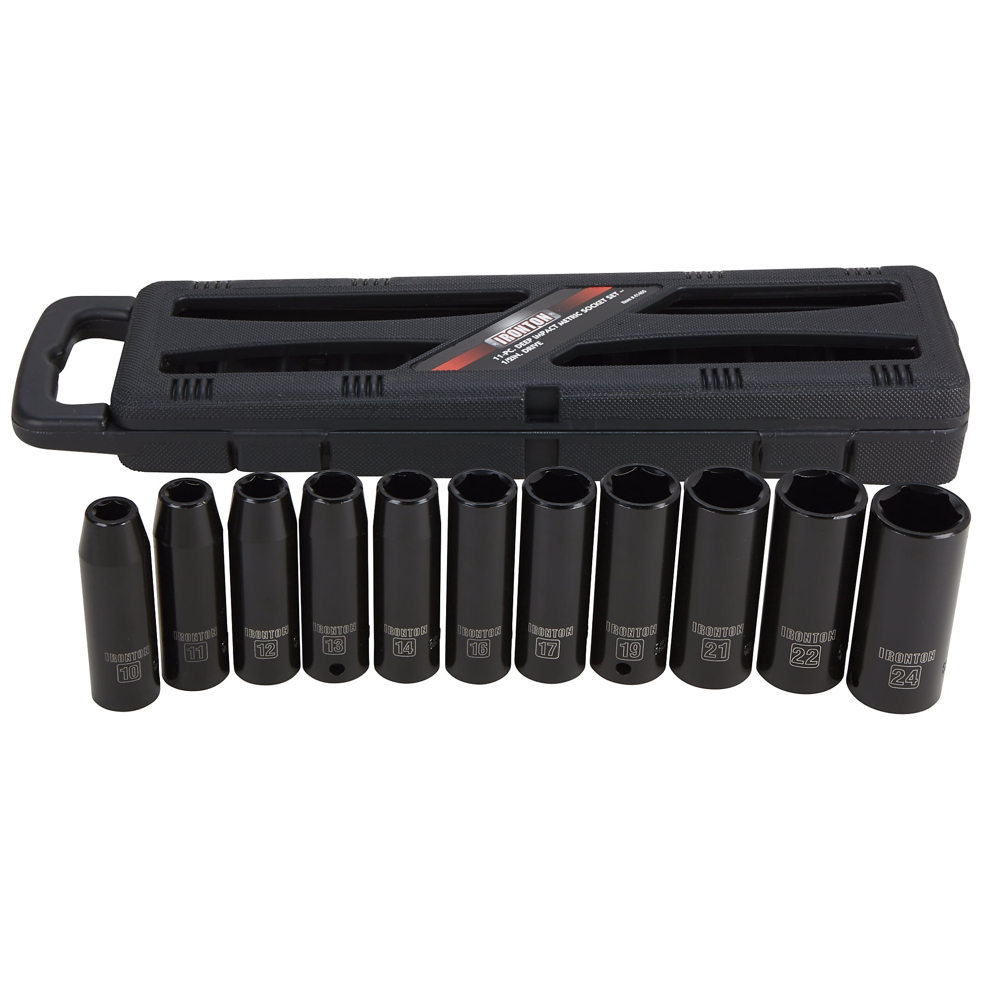 Ironton Deep Impact Socket Set, 11-Pc., 1/2in. Drive, Metric