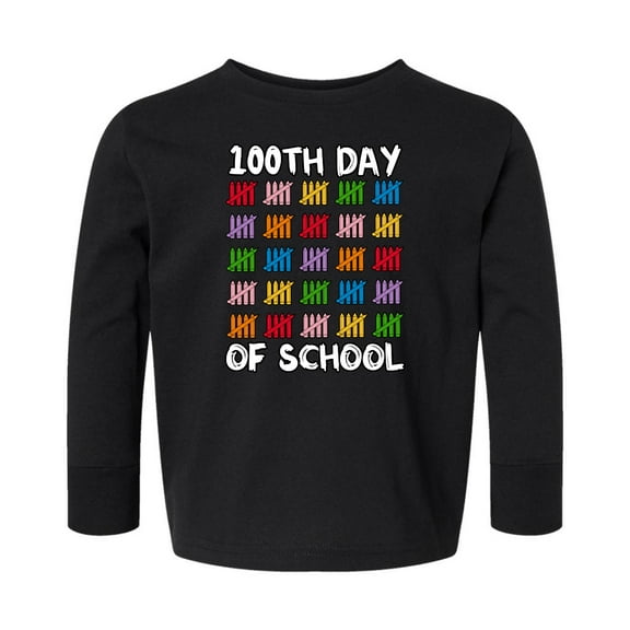 Wild Bobby 100th Day of School Cute Counting Pencils, 100 Days of School 2024 2025 Design for Kids Youth Boys Girls School Toddler Long Sleeve Shirt