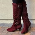 thumbnail image 2 of jsaierl Fashion Womens Leather Knee-High Buckle Zipper Shoe Cowboy Low-heeled Knigh Boot, 2 of 8
