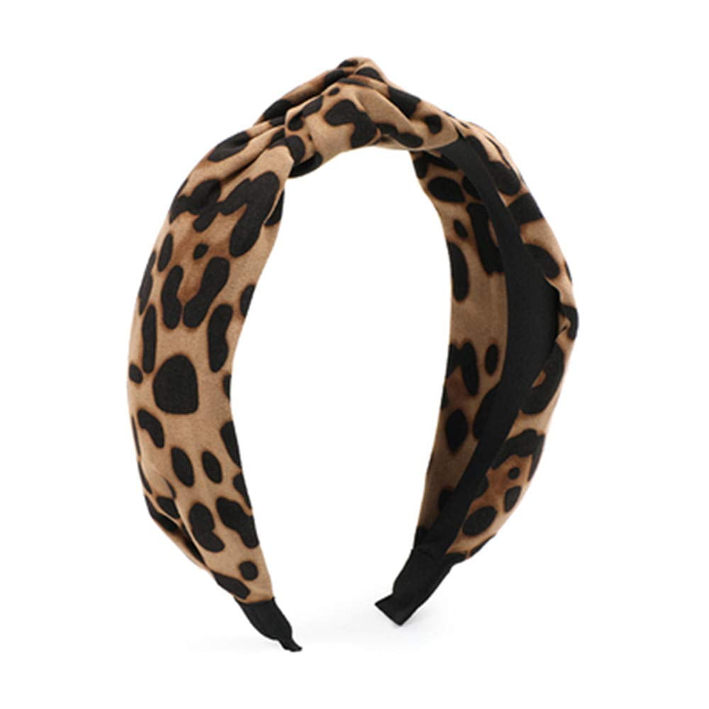 Women Retro Leopard Animal Pattern Cross Bandana Hair Head Band Headband Wrap 