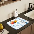 thumbnail image 5 of Yayeee Dish Drying Mat for Kitchen Counter 16" x 18" Microfiber Super Absorbent Coffee Decorative Pad, Blue Simple Cartoon Snowmen, 5 of 9