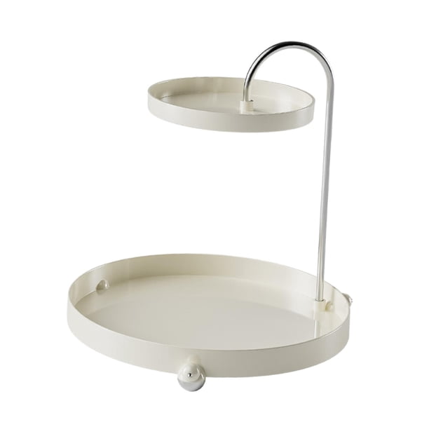 Estante de almacenamiento de 2 niveles, organizador de cocina con rotación de 360 grados, para encimera y maquillaje Blanco
