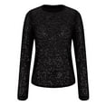 thumbnail image 5 of biudgviw Sequin Shirts for Women Long Sleeve Crew Neck Shiny Trendy Tops Loose Fit Party Fall Club Tunic Blouses, 5 of 6