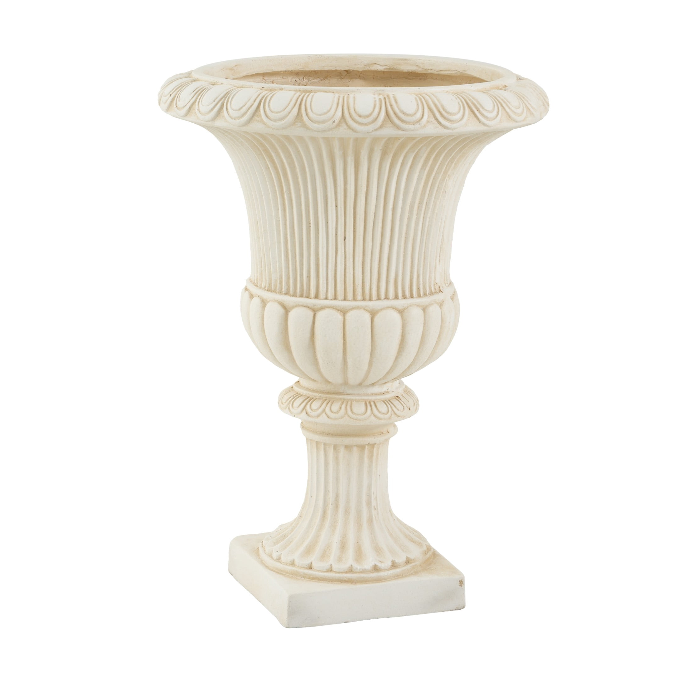 Christopher Knight Home 24"H Classical Fluted Urn Planter, Lightweight Flower Pot, Antique White