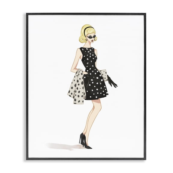 Stupell Industries Feminine Retro Fashion Black Framed Giclee Art, design by Ziwei Li