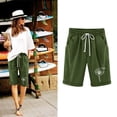 thumbnail image 1 of MKLEKYY Pantalones Cortos de Mezclilla para Mujer, de Verano, Estampados de Lino, con Cordón, Sueltos, Elásticos, Informales, para Playa (1), 1 of 4