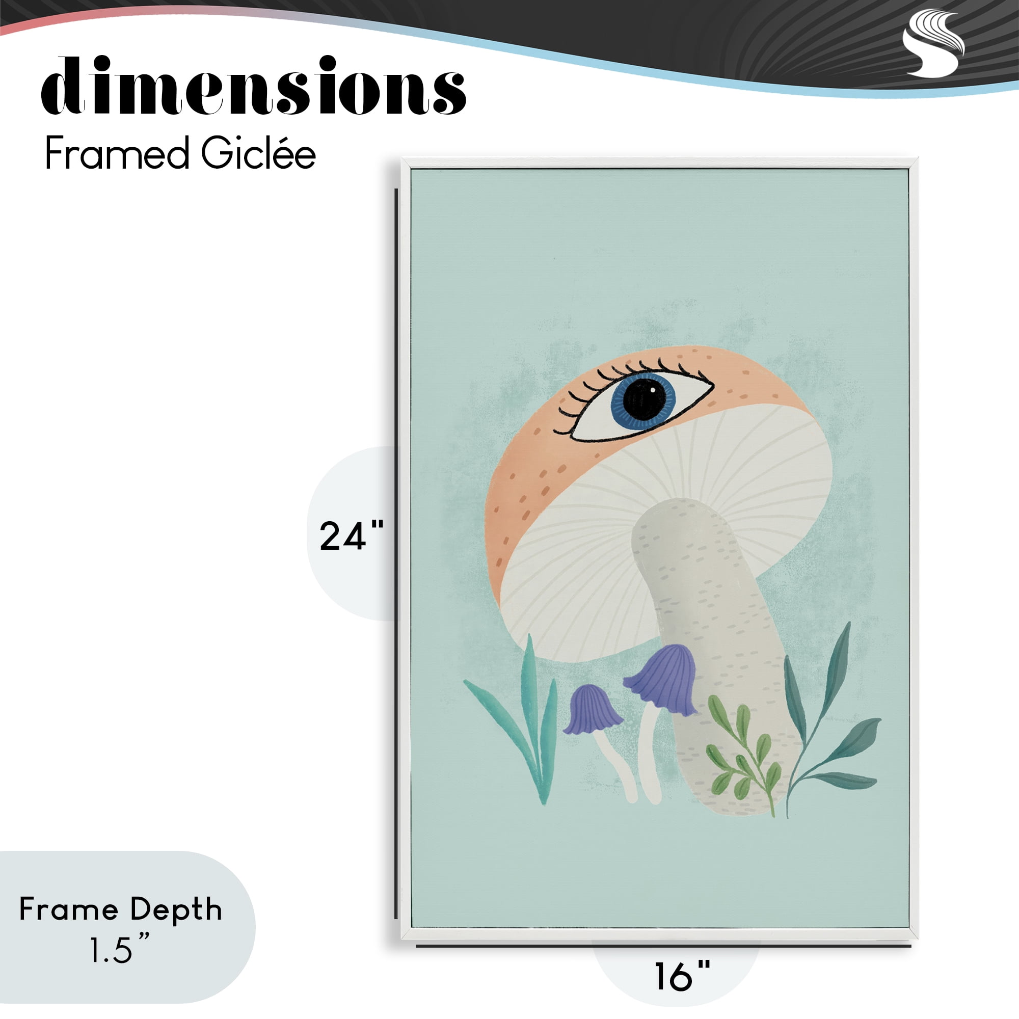 Stupell Industries Mushroom with Mystical Eye White Framed Giclee Art, design by Metka Hiti
