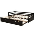 thumbnail image 5 of Extendable Daybed with Trundle, Twin or Double Twin Daybed for Bedroom/Living Room/Apartment, Solid Wood Sofa Bed, Twin to King Design, Espresso, 5 of 7
