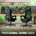thumbnail image 3 of Huracan PU Leather Gaming Chair for Adult High Back Video Game Chair Ergonomic Adjustable Height Gamer Chair with Footrest and Massage Lumbar Cushion Racing Office Chair,Black+Green, 3 of 10