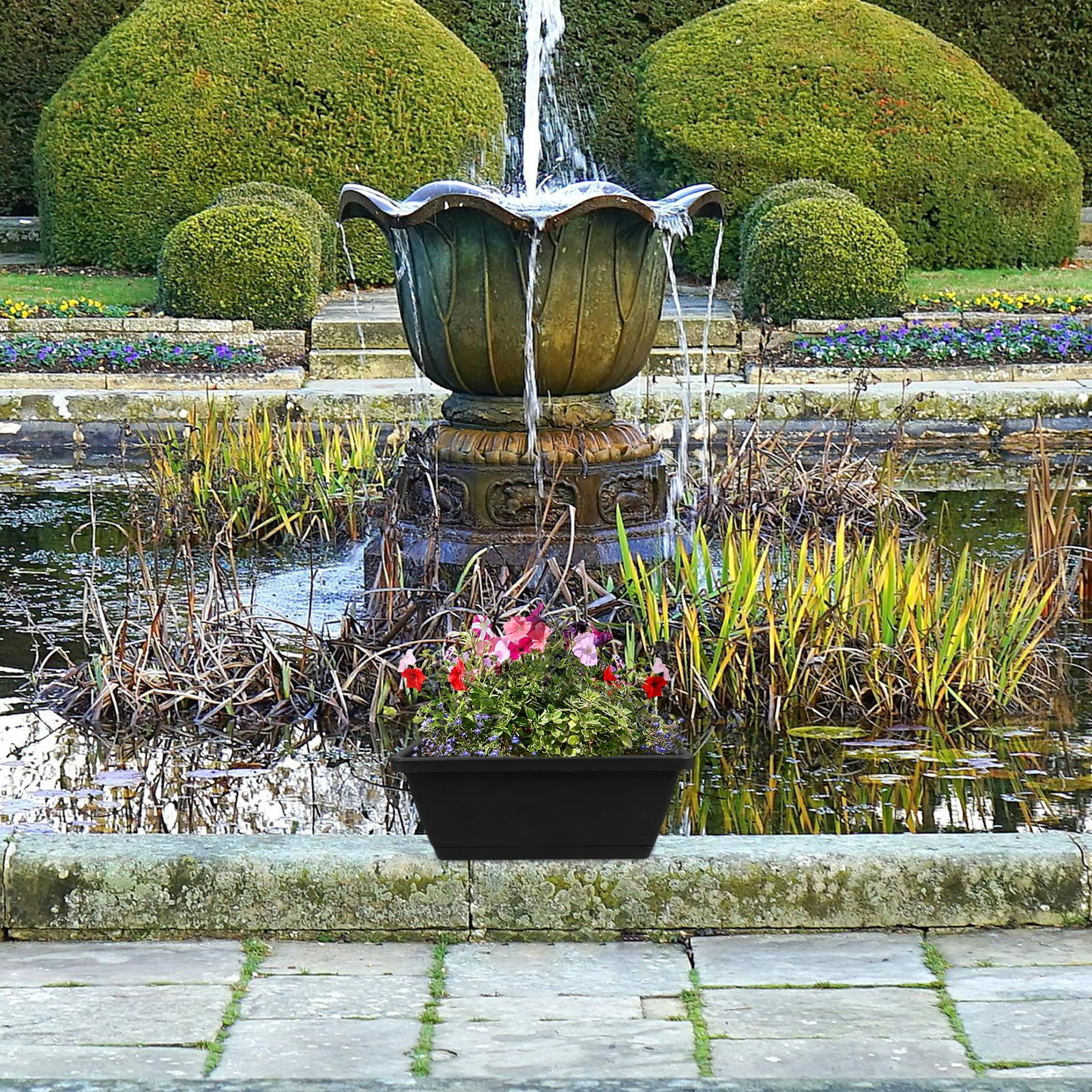 2 Sets Seed Planter Rectangular Flower Vase Drainable Pot Planting Trough Large Outdoor Flowerpot Ponds Long Plastic