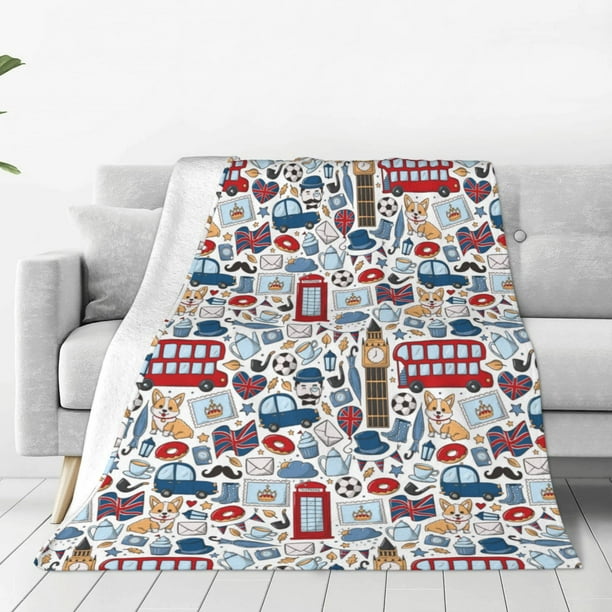 Balery London Symbols1 Manta de Felpa Suave y Acogedora – Cobija de Franela Aterciopelada para Cama, Lavable y Cálida para Sofá, Mascotas, Transpirable-60"x50"