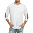 thumbnail image 2 of Dagegui 3/4 Length Sleeve Shirt for Men Casual Crew Neck Pullover Big and Tall Athletic Tee Comfy Three Quarter Sleeves Tops White L, 2 of 5