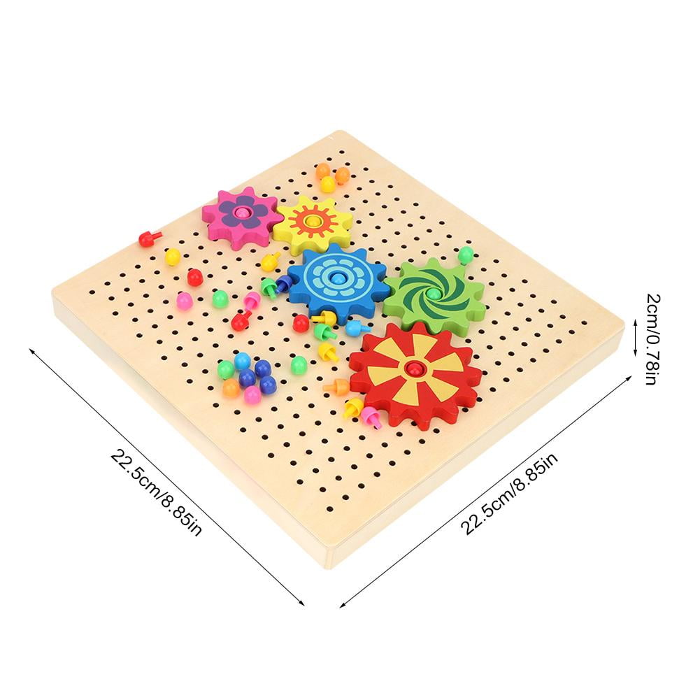 Greensen Wooden Peg Board Game DIY Mushroom Nails Jigsaw Puzzle