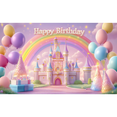 thumbnail image 4 of LUUFILx Pink Rainbow Castle Birthday Banner Happy Birthday Party Backdrop Decoration Kids Boy Girl Baby Shower Photography Background Banner Poster, 4 of 6